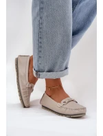 Ploché Kožené Mokasíny S Ozdobou model 21686035 Béžové - S.Barski