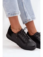 Skórzane Półbuty Damskie Na Koturnie Vinceza 39964 Czarne