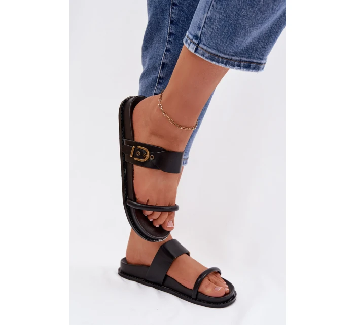 Dámské pantofle se zlatým sponou Černé Sarilisse