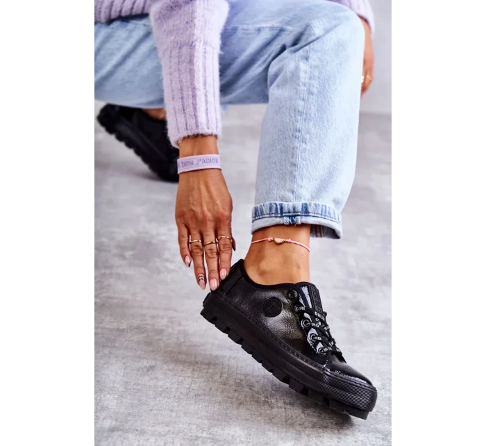 Módní lakované tenisky Big Star KK274044 Černá