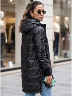 Dámska prešívaná prechodná bunda s kapucňou, čierna, FashionStreet TY5787