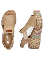 Dámske sandále na podpätku béžové Rieker 69472-60