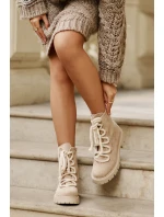 Ocieplane Botki Z Eko Zamszu Na Zamek Jasnobeżowe Caellita Ocieplane Botki Z Eko Zamszu Na Zamek Jasnobeżowe Caellita