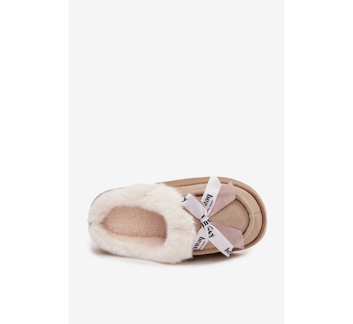 Kapcie Damskie Z Futerkiem I Kokardką Beżowe Fenella Kapcie Damskie Z Futerkiem I Kokardką Beżowe Fenella