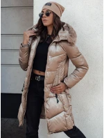 Dámská prošívaná zimní bunda s kapucí camel Dstreet model 21980807 - FashionStreet