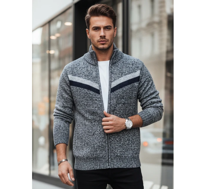 Pánský rozepínací svetr světle šedý Dstreet model 21995393 - FashionStreet