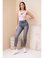 Dámský žebrovaný model 22011742 top bez rukávů s výstřihem tmavě růžová - K-Fashion Dámský žebrovaný model 22011742 top bez rukávů s výstřihem tmavě růžová - K-Fashion