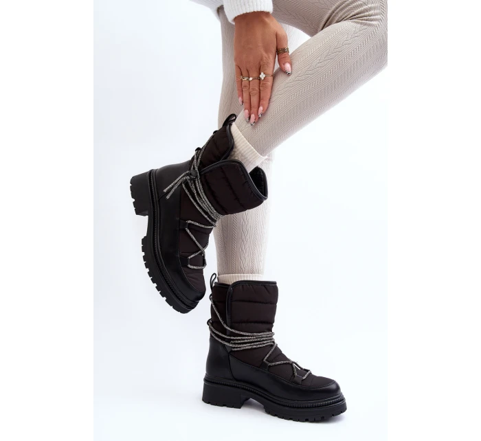 Śniegowce Damskie Z Ozdobnym Wiązaniem Czarne Rilana Śniegowce Damskie Z Ozdobnym Wiązaniem Czarne Rilana