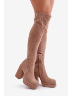 Kozačky S  Na Podpatku A Platformě Béžové elian model 21679529 - Boto