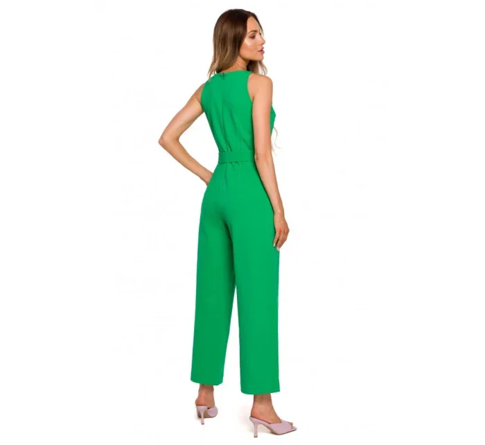 M679 Overal bez rukávov s opaskom a sponou - cukrovo ružový