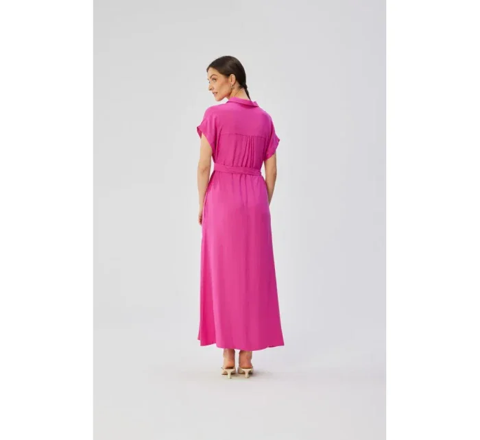 model 19647433 Viskózové maxi košilové šaty lila - STYLOVE