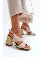 Dámske sandále na vysokom podpätku Béžová D&A