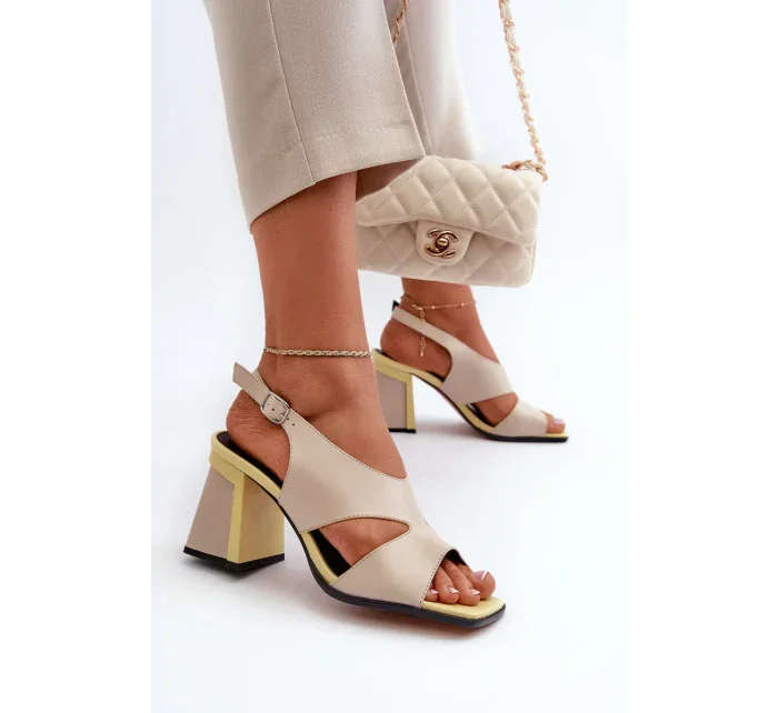 Dámske sandále na vysokom podpätku Béžová D&A