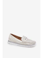 Mokasyny Damskie Z Eko Skóry Srebrne Bralithia