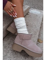 Śniegowce Damskie Z Naturalnego Zamszu Ocieplane Futerkiem Khaki Milora Śniegowce Damskie Z Naturalnego Zamszu Ocieplane Futerkiem Khaki Milora