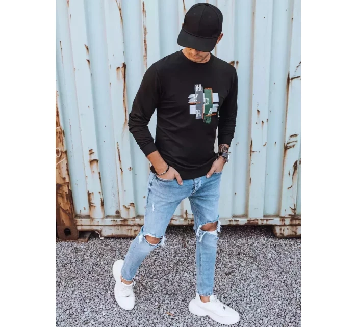 Pánská mikina s potiskem černá model 21966016 - Dstreet