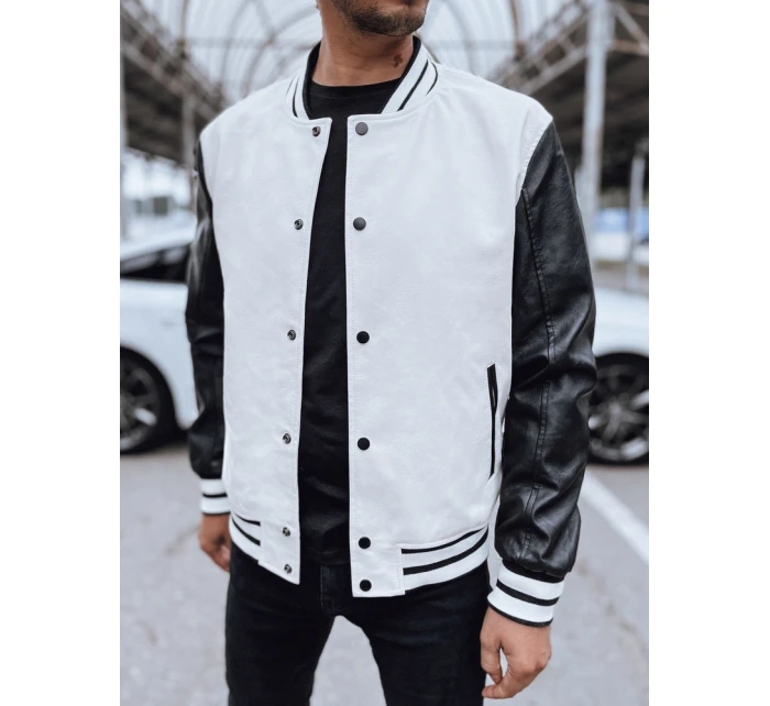 Pánská kožená baseballová bunda v barvě ecru Dstreet model 21978801 - FashionStreet Pánská kožená baseballová bunda v barvě ecru Dstreet model 21978801 - FashionStreet