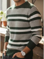 Pánsky pruhovaný sivý sveter FashionStreet WX2262