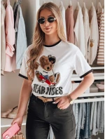 Dámské tričko oversize s vyšívaným medvídkem bílé Dstreet model 21988848 - FashionStreet