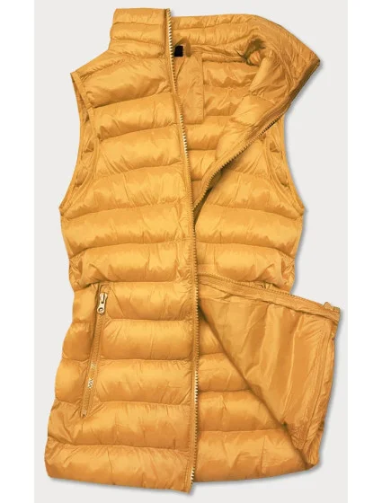 Krátka žltá dámska prešívaná vesta (23077-333)