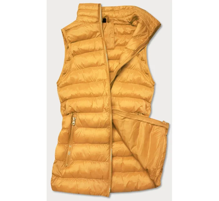 Krátka žltá dámska prešívaná vesta (23077-333)