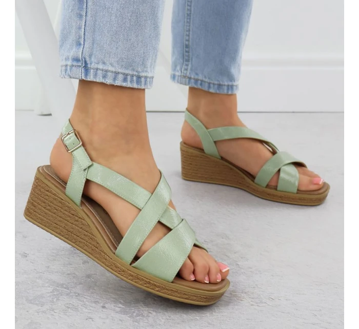 Zelené lakované dámske sandále na platforme Sergio Leone SK298 Zelené lakované dámske sandále na platforme Sergio Leone SK298