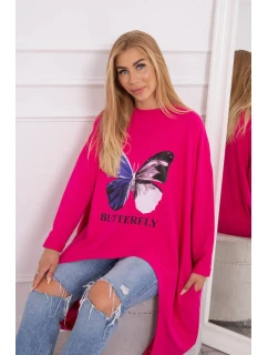 Oversize blúzka s potlačou fuchsiová