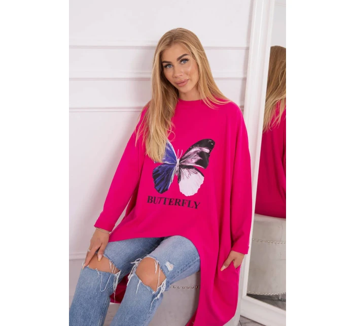 Oversize blúzka s potlačou fuchsiová