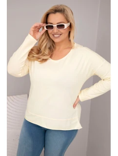 Dámská blůza Plus Size s V výstřihem a delším zadním dílem žlutá