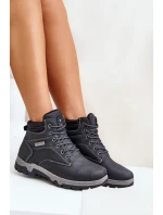 Buty Trekkingowe Męskie Ocieplane Z Eko Skóry Granatowe Neramia Buty Trekkingowe Męskie Ocieplane Z Eko Skóry Granatowe Neramia