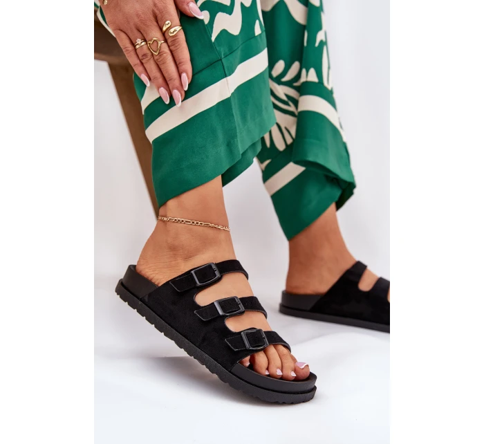 Dámské Pantofle S Pásky A Přezkami Černé model 21687468 - Boto