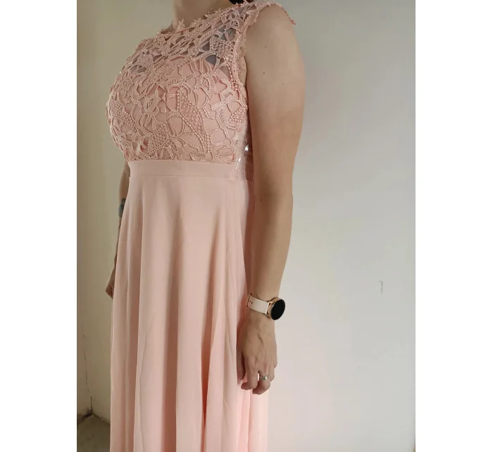 Dámske šaty dlhé Lenka koralovo ružové - EVA&LOLA