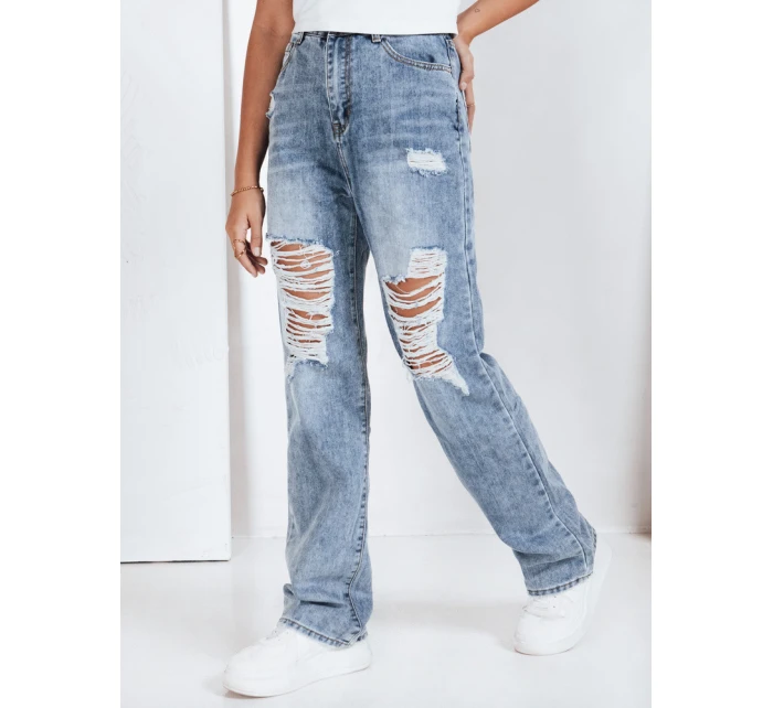Dámské džínové kalhoty s dírami modré model 21992810 - Dstreet Dámské džínové kalhoty s dírami modré model 21992810 - Dstreet
