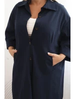 Dámske sako Punto Plus Size s bavlnou a gombíkmi Garnet