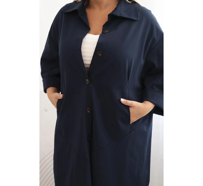 Dámske sako Punto Plus Size s bavlnou a gombíkmi Garnet