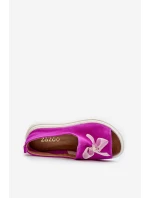 Zazoo 2939 Zamszowe Sandały Damskie Z Kokardką Fuksja