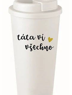 DAD KNOWS EVERYTHING - biely termohrnček 475 ml