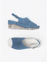 Praktické dámské sandály modré na klínku Praktické dámské sandály modré na klínku