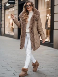 Dámská zimní bunda dlouhá prošívaná s kapucí béžová Dstreet model 21991807 - FashionStreet