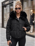 Krátka dámska zimná prešívaná bunda, čierna, FashionStreet TY6037 Krátka dámska zimná prešívaná bunda, čierna, FashionStreet TY6037