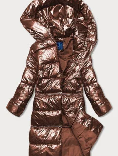 Dámska zimná bunda v medenej farbe s tromi dĺžkami (omdl-009)