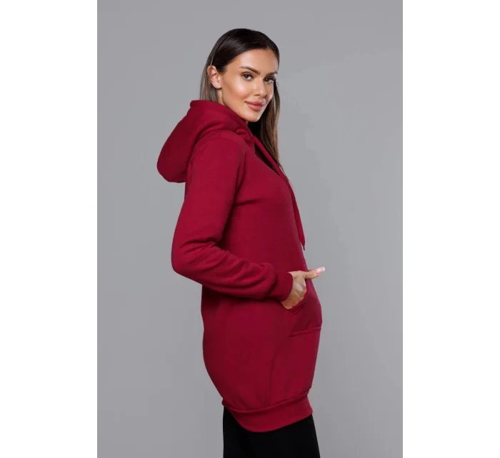 Dámská klokaní mikina ve vínové bordó barvě model 17789384 - J.STYLE Dámská klokaní mikina ve vínové bordó barvě model 17789384 - J.STYLE