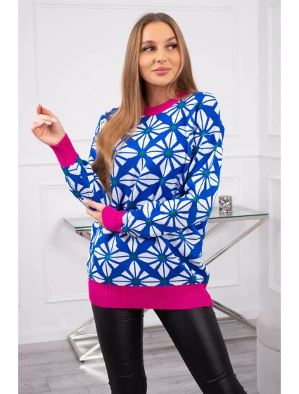 Swinger s geometrickým motívom nevädze modrá