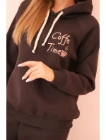 Dámska bavlnená zateplená súprava s potlačou hnedá Dámska bavlnená zateplená súprava s potlačou hnedá