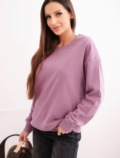 Dámská mikina z model 21494920 bavlny basic s kulatým výstřihem tmavě růžová - K-Fashion