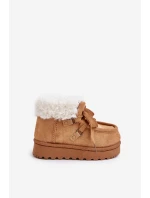 Śniegowce Botki Dziecięce Ocieplane Futerkiem Camel Adelane