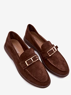 Dámské Mokasiny S Přezkou Čokoládové Belinae