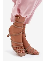 Dámské sandály na podpatku s pásky Béžové model 22103005 - Boto