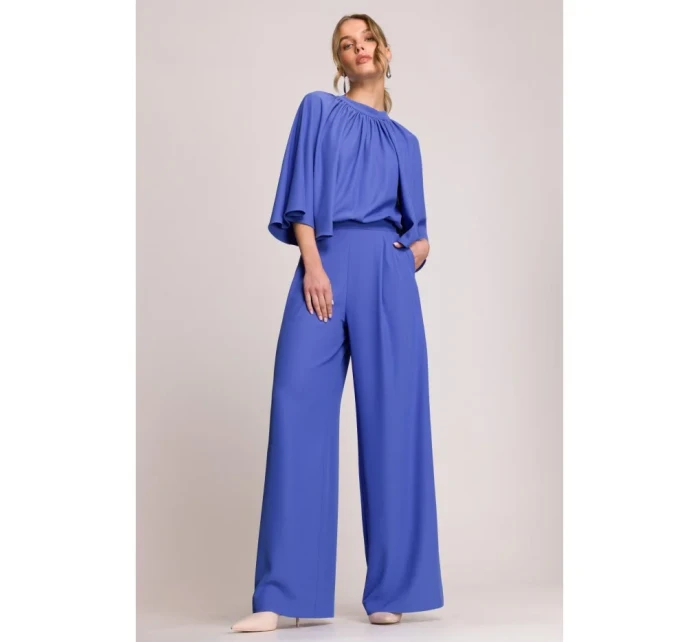 S397 Kombinéza so širokými rukávmi a rozdeleným chrbtom - modrá