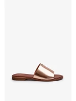 Dámske ploché papuče na podpätku z ekokože, zlaté Maliha